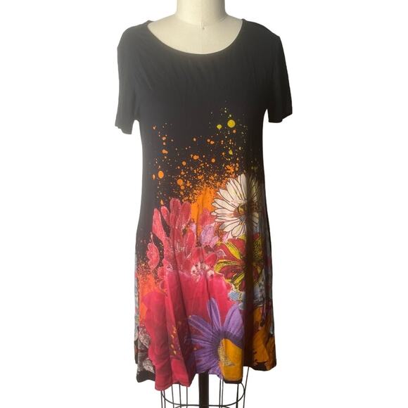 Desigual McLuka Floral Print T-Shirt Dress Size Medium - Picture 1 of 4